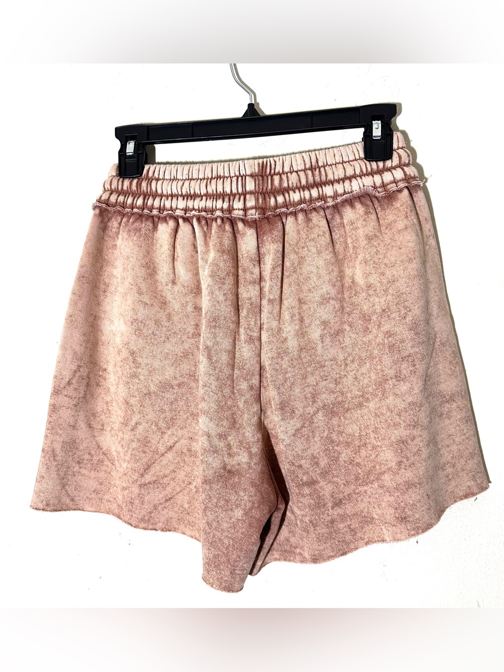 Zenana Outfitters Acid Washed Fleece Drawstring Shorts Rust Sz Small - Picture 3 of 5